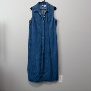 Cherokee Vtg Button Down Denim Midi Shirt Dress Size XL